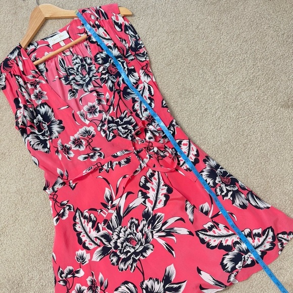 Yumi Kim Wrap Dress Silk Pink Black White Oversized Floral Pattern Short Sleeve - Picture 15 of 15
